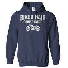 Load image into Gallery viewer, Biker Hair Don't Care - T Shirt - Hoodies_-_Navy_7fb566c9-a7de-4f03-a694-57f0786f1254