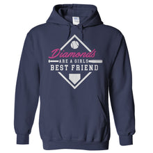Load image into Gallery viewer, Diamonds are a girls best friend - Softball/Baseball - T Shirt - Hoodies_-_Navy_91c266a2-042e-4d4c-bef4-2f47cf0ffa48