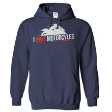 Load image into Gallery viewer, I Love Motorcycles - T Shirt - Hoodies_-_Navy_deaa7c46-a3ed-4f72-a048-c3bb53ef9291