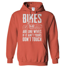 Load image into Gallery viewer, Bikes Are Like Wives - T Shirt - Hoodies_-_Orange_e75773e3-c94c-4884-8d5b-0bed8cc97904