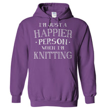 Load image into Gallery viewer, I'm Just a Happier Person When I'm Knitting - T Shirt - Hoodies_-_Purple_1e1fa767-6890-44ce-bfc4-69cc4e45a45b