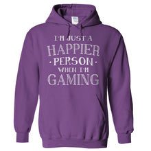 Load image into Gallery viewer, I'm Just a Happier Person When I'm Gaming - T Shirt - Hoodies_-_Purple_5a74fa0d-b618-47ad-a00e-15349140d79d