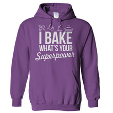 Load image into Gallery viewer, I Bake, What's Your Superpower? - T Shirt - Hoodies_-_Purple_85874094-2a6d-4098-9c85-fe9dd4831a43