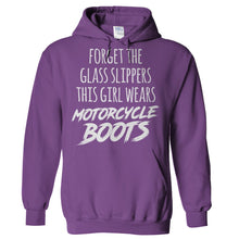 Load image into Gallery viewer, Forget the Glass Slippers, This Girl Wears Motorcycle Boots - T Shirt - Hoodies_-_Purple_88df3f91-ffdf-4023-b586-8834ee2267f8