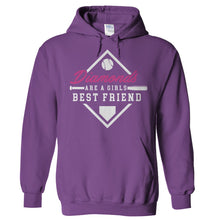 Load image into Gallery viewer, Diamonds are a girls best friend - Softball/Baseball - T Shirt - Hoodies_-_Purple_e5d0e653-c863-4745-88c4-95276b86d411