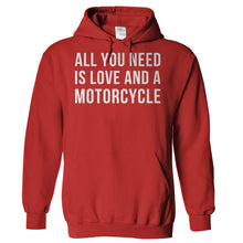 Load image into Gallery viewer, All You Need Is Love And A Motorcycle - T Shirt - Hoodies_-_Red_fbcfd4ed-e100-41a3-9f07-eb47b0d1e76c