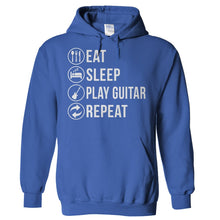 Load image into Gallery viewer, Eat. Sleep. Play Guitar. Repeat - T Shirt - Hoodies_-_Royal_0273c790-80c8-4c76-b3c0-42d8f8c69e5d