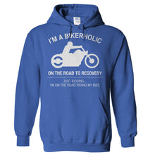 Load image into Gallery viewer, Bikerholic - T Shirt - Hoodies_-_Royal_06d8f86f-2bbe-411d-9222-3849b00a9b98