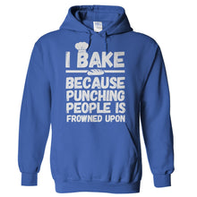 Load image into Gallery viewer, I Bake Because Punching People Is Frowned Upon - T Shirt - Hoodies_-_Royal_3f8ab0aa-a035-4882-9175-5217c3ae2dc4