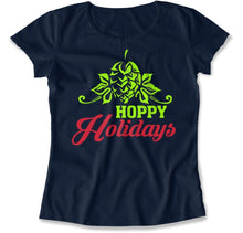 Load image into Gallery viewer, Hoppy Holidays - T Shirt - Hoppy_Holidays_women_navy