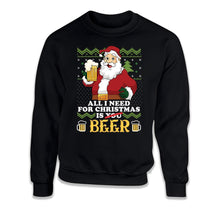 Load image into Gallery viewer, All I Need For Christmas Is Beer Ugly Sweater - ILA-19 - T Shirt - ILA-19-Crewneck-Black