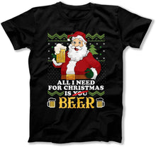 Load image into Gallery viewer, All I Need For Christmas Is Beer Ugly Sweater - ILA-19 - T Shirt - ILA-19-Mens-Black