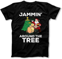 Load image into Gallery viewer, Jammin' Around The Tree Drummer Santa - ILA-23 - T Shirt - ILA-23-Mens-Black