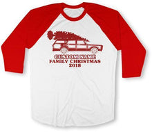Load image into Gallery viewer, (Custom Name) Family Christmas 2018 - ILA-37 - T Shirt - ILA-37-Raglan-_Red