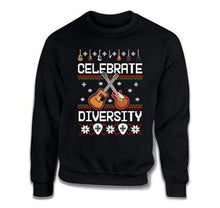 Load image into Gallery viewer, Guitar Ugly Sweater Celebrate Diversity - ILA-42 - T Shirt - ILA-42-Crewneck-Black