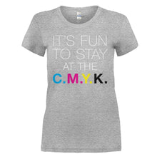 Load image into Gallery viewer, It's Fun To Stay At The C.M.Y.K. - T Shirt - IT_S_FUN_TO_STAY_AT_THE_C-m-y-k-_ladies_-_heathergrey