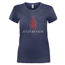 Load image into Gallery viewer, It's In My Veins - Bass Guitar - T Shirt - IT_S_IN_MY_VEINS_-_BASS_GUITAR_-_Ladies_-_Navyblue