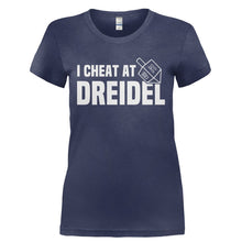 Load image into Gallery viewer, I Cheat At Dreidel - T Shirt - I_CHEAT_AT_DREIDEL-_Ladies_-_Navy