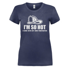 Load image into Gallery viewer, I Come With My Own Firefighter - T Shirt - I_COME_WITH_MY_OWN_FIREFIGHTER_-_Ladies_-_navyblue