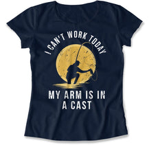 Load image into Gallery viewer, I Can't Work Today My Arm Is In a Cast - T Shirt - I_Can_t_Work_Today_My_Arm_Is_In_a_Cast_women_navy