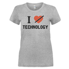 Load image into Gallery viewer, I Don't Love Technology - T Shirt - I_DON_T_LOVE_TECHNOLOGY_-_Ladies_-_heathergrey