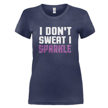 Load image into Gallery viewer, I Don't Sweat. I Sparkle - T Shirt - I_DON_T_SWEAT_I_SPARKLE_-_Ladies_-_navyblue