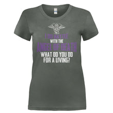 Load image into Gallery viewer, I Do Battle with the Angel Of Death - T Shirt - I_DO_BATTLE_WITH_THE_ANGEL_OF_DEATH-_Ladies_-_Charcoal