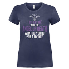 Load image into Gallery viewer, I Do Battle with the Angel Of Death - T Shirt - I_DO_BATTLE_WITH_THE_ANGEL_OF_DEATH-_Ladies_-_Navy