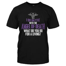 Load image into Gallery viewer, I Do Battle with the Angel Of Death - T Shirt - I_DO_BATTLE_WITH_THE_ANGEL_OF_DEATH-_Men_-_Black