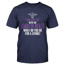 Load image into Gallery viewer, I Do Battle with the Angel Of Death - T Shirt - I_DO_BATTLE_WITH_THE_ANGEL_OF_DEATH-_Men_-_Navy