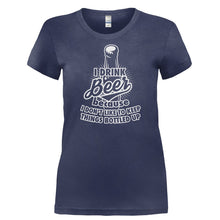 Load image into Gallery viewer, I Drink Beer Because I Don't Like To Keep Things Bottled Up - T Shirt - I_DRINK_BEER_BECAUSE_I_DON_T_LIKE_TO_KEEP_THINGS_BOTTLED_UP-_Ladies_-_Navy