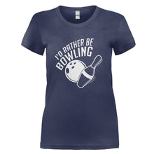 Load image into Gallery viewer, I'd Rather Be Bowling - T Shirt - I_D_RATHER_BE_BOWLING_-_Ladies_-_navyblue