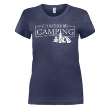 Load image into Gallery viewer, I'd Rather Be Camping - T Shirt - I_D_RATHER_BE_CAMPING_-_ladies_-_navyblue