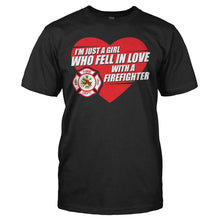 Load image into Gallery viewer, I Fell In Love With a Firefighter - T Shirt - I_FELL_IN_LOVE_WITH_A_FIREFIGHTER_-_Men_-_black