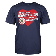 Load image into Gallery viewer, I Fell In Love With a Firefighter - T Shirt - I_FELL_IN_LOVE_WITH_A_FIREFIGHTER_-_Men_-_navyblue