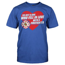 Load image into Gallery viewer, I Fell In Love With a Firefighter - T Shirt - I_FELL_IN_LOVE_WITH_A_FIREFIGHTER_-_Men_-_royalblue