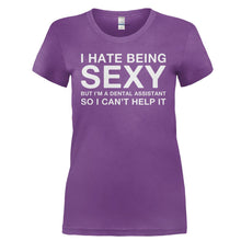 Load image into Gallery viewer, I Hate Being Sexy But I'm a Dental Assistant - T Shirt - I_HATE_BEING_SEXY_BUT_I_M_A_DENTAL_ASSISTANT-_Ladies_-_Purple