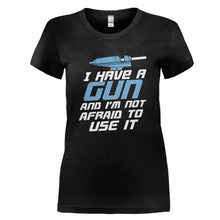 Load image into Gallery viewer, I Have a Glue Gun - T Shirt - I_HAVE_A_GLUE_GUN_-_Ladies_-_black