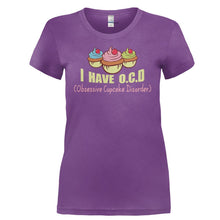 Load image into Gallery viewer, I Have Obsessive Cupcake Disorder - T Shirt - I_HAVE_OBSESSIVE_CUPCAKE_DISORDER-_Ladies_-_Purple