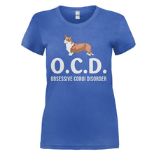 Load image into Gallery viewer, I Have OCD (Obsessive Corgi Disorder) - T Shirt - I_HAVE_OCD_OBSESSIVE_CORGI_DISORDER_-_Ladies_-_royalblue