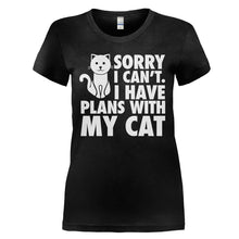 Load image into Gallery viewer, I Have Plans With My Cat - T Shirt - I_HAVE_PLANS_WITH_MY_CAT_-_Ladies_-_black