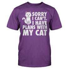Load image into Gallery viewer, I Have Plans With My Cat - T Shirt - I_HAVE_PLANS_WITH_MY_CAT_-_Men_-_purple