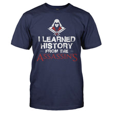 Load image into Gallery viewer, I Learned History From the Assassins - T Shirt - I_LEARNED_HISTORY_FROM_THE_ASSASSINS_-_Men_-_navyblue