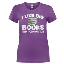 Load image into Gallery viewer, I Like Big Books and I Cannot Lie - T Shirt - I_LIKE_BIG_BOOKS_AND_I_CANNOT_LIE-_Ladies_-_Purple