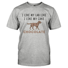 Load image into Gallery viewer, I Like My Labrador and Cake Chocolate - T Shirt - I_LIKE_MY_LABRADOR_AND_CAKE_CHOCOLATE-_Men_-_Grey