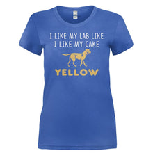 Load image into Gallery viewer, I Like My Labrador and Cake Yellow - T Shirt - I_LIKE_MY_LABRADOR_AND_CAKE_YELLOW-_Ladies_-_Royal