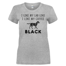 Load image into Gallery viewer, I Like My Labrador and Coffee Black - T Shirt - I_LIKE_MY_LABRADOR_AND_COFFEE_BLACK-_Ladies_-_Grey