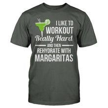 Load image into Gallery viewer, I Like to Workout and Rehydrate With Margaritas - T Shirt - I_LIKE_TO_WORKOUT_AND_REHYDRATE_WITH_MARGARITAS_-_Men_-_charcoal