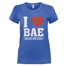 Load image into Gallery viewer, I Love Bacon And Eggs - T Shirt - I_LOVE_BACON_AND_EGGS_-_Ladies_-_royalblue
