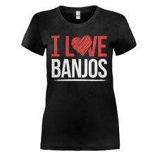 Load image into Gallery viewer, I Love Banjos - T Shirt - I_LOVE_BANJOS_-_Ladies_-_black